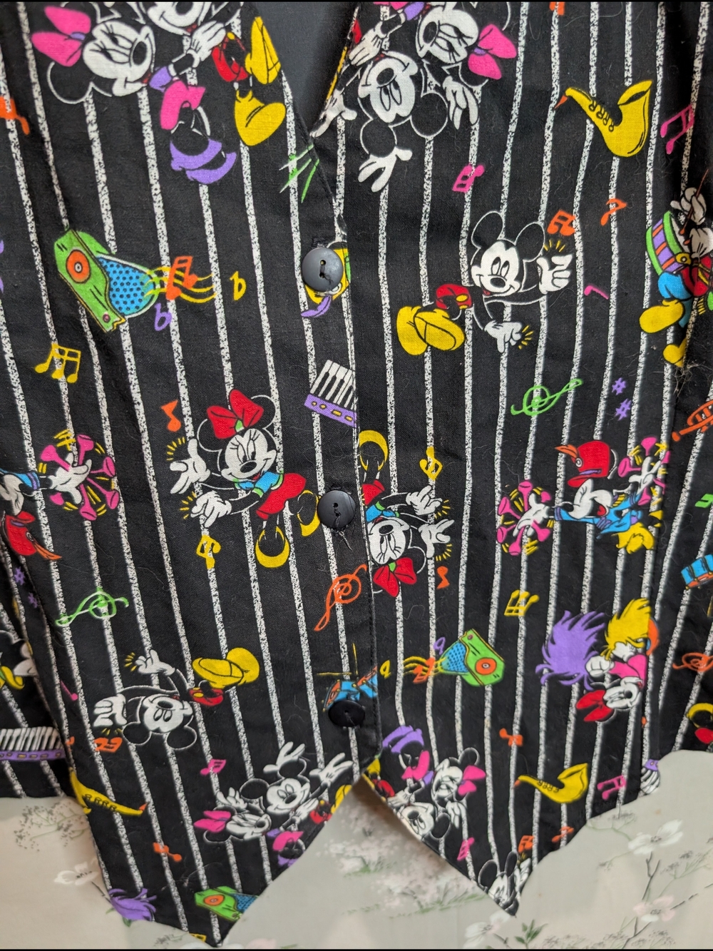 Vintage Land N Sea Mickey Unlimited Mickey Mouse Patterned Black Vest - Picture 4 of 8